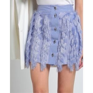 GANNI NWT Fringe Mesh Miniskirt Size 42/L Persian Violet MSRP $255